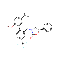 COc1ccc(C(C)C)cc1-c1ccc(C(F)(F)F)cc1CN1C[C@@H](c2ccccc2)OC1=O ZINC000073259118