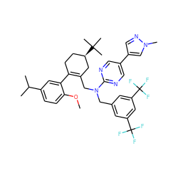 COc1ccc(C(C)C)cc1C1=C(CN(Cc2cc(C(F)(F)F)cc(C(F)(F)F)c2)c2ncc(-c3cnn(C)c3)cn2)C[C@H](C(C)(C)C)CC1 ZINC001772611386