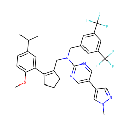COc1ccc(C(C)C)cc1C1=C(CN(Cc2cc(C(F)(F)F)cc(C(F)(F)F)c2)c2ncc(-c3cnn(C)c3)cn2)CCC1 ZINC001772627206