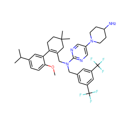 COc1ccc(C(C)C)cc1C1=C(CN(Cc2cc(C(F)(F)F)cc(C(F)(F)F)c2)c2ncc(N3CCC(N)CC3)cn2)CC(C)(C)CC1 ZINC001772629861