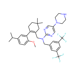 COc1ccc(C(C)C)cc1C1=C(CN(Cc2cc(C(F)(F)F)cc(C(F)(F)F)c2)c2ncc(N3CCNCC3)cn2)CC(C)(C)CC1 ZINC001772579067