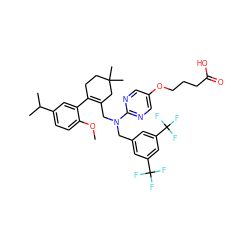 COc1ccc(C(C)C)cc1C1=C(CN(Cc2cc(C(F)(F)F)cc(C(F)(F)F)c2)c2ncc(OCCCC(=O)O)cn2)CC(C)(C)CC1 ZINC001772578302