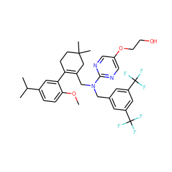 COc1ccc(C(C)C)cc1C1=C(CN(Cc2cc(C(F)(F)F)cc(C(F)(F)F)c2)c2ncc(OCCO)cn2)CC(C)(C)CC1 ZINC001772583052