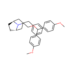 COc1ccc(C(OCCN2[C@H]3CC[C@H]2CC(Cc2ccccc2)C3)c2ccc(OC)cc2)cc1 ZINC000100831454