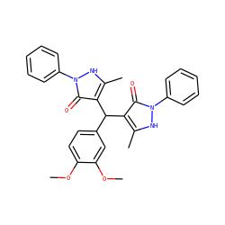 COc1ccc(C(c2c(C)[nH]n(-c3ccccc3)c2=O)c2c(C)[nH]n(-c3ccccc3)c2=O)cc1OC ZINC000100547380