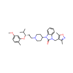 COc1ccc(C)c(O[C@@H](CCN2CCC(n3c(=O)n(Cc4c(C)noc4C)c4ccccc43)CC2)C(C)C)c1 ZINC000029061753