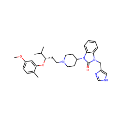 COc1ccc(C)c(O[C@@H](CCN2CCC(n3c(=O)n(Cc4c[nH]cn4)c4ccccc43)CC2)C(C)C)c1 ZINC000029063884