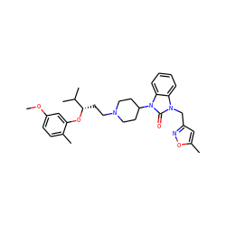 COc1ccc(C)c(O[C@@H](CCN2CCC(n3c(=O)n(Cc4cc(C)on4)c4ccccc43)CC2)C(C)C)c1 ZINC000029061765