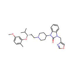 COc1ccc(C)c(O[C@@H](CCN2CCC(n3c(=O)n(Cc4cocn4)c4ccccc43)CC2)C(C)C)c1 ZINC000029061972