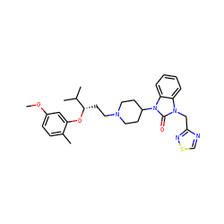 COc1ccc(C)c(O[C@@H](CCN2CCC(n3c(=O)n(Cc4ncsn4)c4ccccc43)CC2)C(C)C)c1 ZINC000029062175