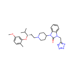 COc1ccc(C)c(O[C@@H](CCN2CCC(n3c(=O)n(Cc4nnn[nH]4)c4ccccc43)CC2)C(C)C)c1 ZINC000029062572