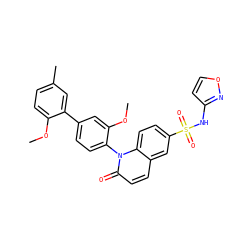 COc1ccc(C)cc1-c1ccc(-n2c(=O)ccc3cc(S(=O)(=O)Nc4ccon4)ccc32)c(OC)c1 ZINC001772628273