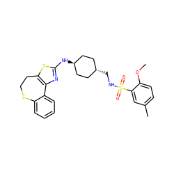 COc1ccc(C)cc1S(=O)(=O)NC[C@H]1CC[C@H](Nc2nc3c(s2)CCSc2ccccc2-3)CC1 ZINC000253803449