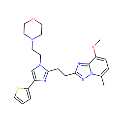 COc1ccc(C)n2nc(CCc3nc(-c4cccs4)cn3CCN3CCOCC3)nc12 ZINC000072315145