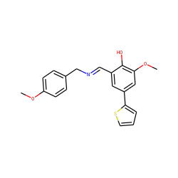 COc1ccc(C/N=C/c2cc(-c3cccs3)cc(OC)c2O)cc1 ZINC000116439210