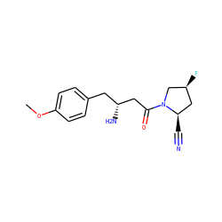 COc1ccc(C[C@@H](N)CC(=O)N2C[C@@H](F)C[C@H]2C#N)cc1 ZINC000299831737
