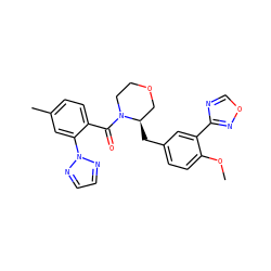 COc1ccc(C[C@@H]2COCCN2C(=O)c2ccc(C)cc2-n2nccn2)cc1-c1ncon1 ZINC000205630999