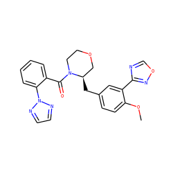 COc1ccc(C[C@@H]2COCCN2C(=O)c2ccccc2-n2nccn2)cc1-c1ncon1 ZINC000205628757