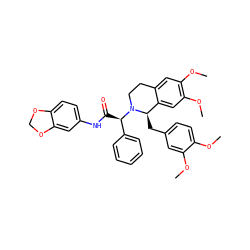 COc1ccc(C[C@@H]2c3cc(OC)c(OC)cc3CCN2[C@H](C(=O)Nc2ccc3c(c2)OCO3)c2ccccc2)cc1OC ZINC000044305237