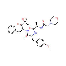 COc1ccc(C[C@H](NC(=O)[C@@H](C)NC(=O)CN2CCOCC2)C(=O)N[C@@H](Cc2ccccc2)C(=O)[C@@]2(C)CO2)cc1 ZINC000116901421