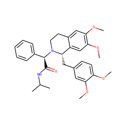 COc1ccc(C[C@H]2c3cc(OC)c(OC)cc3CCN2[C@@H](C(=O)NC(C)C)c2ccccc2)cc1OC ZINC000096282665