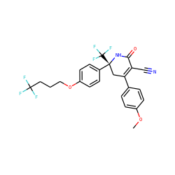 COc1ccc(C2=C(C#N)C(=O)N[C@](c3ccc(OCCCC(F)(F)F)cc3)(C(F)(F)F)C2)cc1 ZINC001772619400
