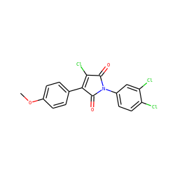 COc1ccc(C2=C(Cl)C(=O)N(c3ccc(Cl)c(Cl)c3)C2=O)cc1 ZINC000095594507