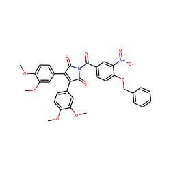 COc1ccc(C2=C(c3ccc(OC)c(OC)c3)C(=O)N(C(=O)c3ccc(OCc4ccccc4)c([N+](=O)[O-])c3)C2=O)cc1OC ZINC000473086969