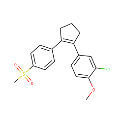 COc1ccc(C2=C(c3ccc(S(C)(=O)=O)cc3)CCC2)cc1Cl ZINC000013744278