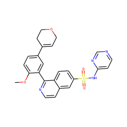 COc1ccc(C2=CCOCC2)cc1-c1nccc2cc(S(=O)(=O)Nc3ccncn3)ccc12 ZINC000215513063