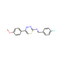 COc1ccc(C2=CSC(/N=C/c3ccc(F)cc3)=NN2)cc1 ZINC000018023740