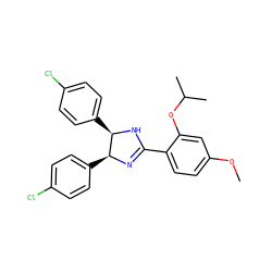 COc1ccc(C2=N[C@@H](c3ccc(Cl)cc3)[C@@H](c3ccc(Cl)cc3)N2)c(OC(C)C)c1 ZINC000033821372