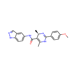 COc1ccc(C2=N[C@H](C)C(C(=O)Nc3ccc4[nH]ncc4c3)=C(C)N2)cc1 ZINC000034660184