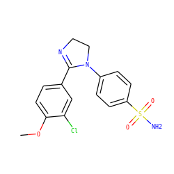 COc1ccc(C2=NCCN2c2ccc(S(N)(=O)=O)cc2)cc1Cl ZINC000299829271