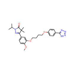 COc1ccc(C2=NN(C(C)C)C(=O)C2(C)C)cc1OCCCCOc1ccc(-c2nnn[nH]2)cc1 ZINC000095556359