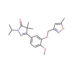 COc1ccc(C2=NN(C(C)C)C(=O)C2(C)C)cc1OCc1cc(C)on1 ZINC000095557581