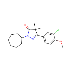 COc1ccc(C2=NN(C3CCCCCC3)C(=O)C2(C)C)cc1Cl ZINC000095554853
