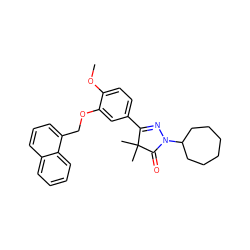 COc1ccc(C2=NN(C3CCCCCC3)C(=O)C2(C)C)cc1OCc1cccc2ccccc12 ZINC000095554215