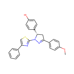 COc1ccc(C2=NN(c3nc(-c4ccccc4)cs3)[C@H](c3ccc(O)cc3)C2)cc1 ZINC000072179210