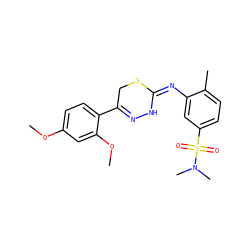 COc1ccc(C2=NN/C(=N\c3cc(S(=O)(=O)N(C)C)ccc3C)SC2)c(OC)c1 ZINC000009492161