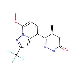 COc1ccc(C2=NNC(=O)C[C@@H]2C)c2cc(C(F)(F)F)nn12 ZINC000035824465
