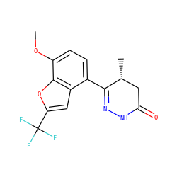 COc1ccc(C2=NNC(=O)C[C@H]2C)c2cc(C(F)(F)F)oc12 ZINC000082150540