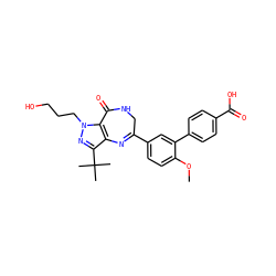 COc1ccc(C2=Nc3c(C(C)(C)C)nn(CCCO)c3C(=O)NC2)cc1-c1ccc(C(=O)O)cc1 ZINC000096922856