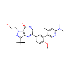 COc1ccc(C2=Nc3c(C(C)(C)C)nn(CCO)c3C(=O)NC2)cc1-c1cnc(N(C)C)cc1C ZINC000096922842