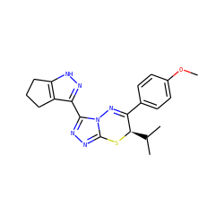 COc1ccc(C2=Nn3c(nnc3-c3n[nH]c4c3CCC4)S[C@@H]2C(C)C)cc1 ZINC000653825822