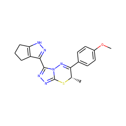 COc1ccc(C2=Nn3c(nnc3-c3n[nH]c4c3CCC4)S[C@H]2C)cc1 ZINC000653813432