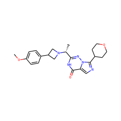 COc1ccc(C2CN([C@H](C)c3nn4c(C5CCOCC5)ncc4c(=O)[nH]3)C2)cc1 ZINC000142273806