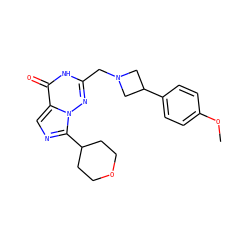 COc1ccc(C2CN(Cc3nn4c(C5CCOCC5)ncc4c(=O)[nH]3)C2)cc1 ZINC000205436362