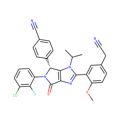 COc1ccc(CC#N)cc1-c1nc2c(n1C(C)C)[C@@H](c1ccc(C#N)cc1)N(c1cccc(Cl)c1F)C2=O ZINC000169705605
