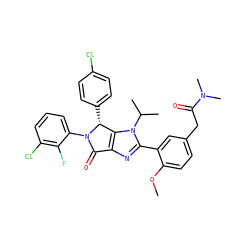 COc1ccc(CC(=O)N(C)C)cc1-c1nc2c(n1C(C)C)[C@@H](c1ccc(Cl)cc1)N(c1cccc(Cl)c1F)C2=O ZINC000169705649